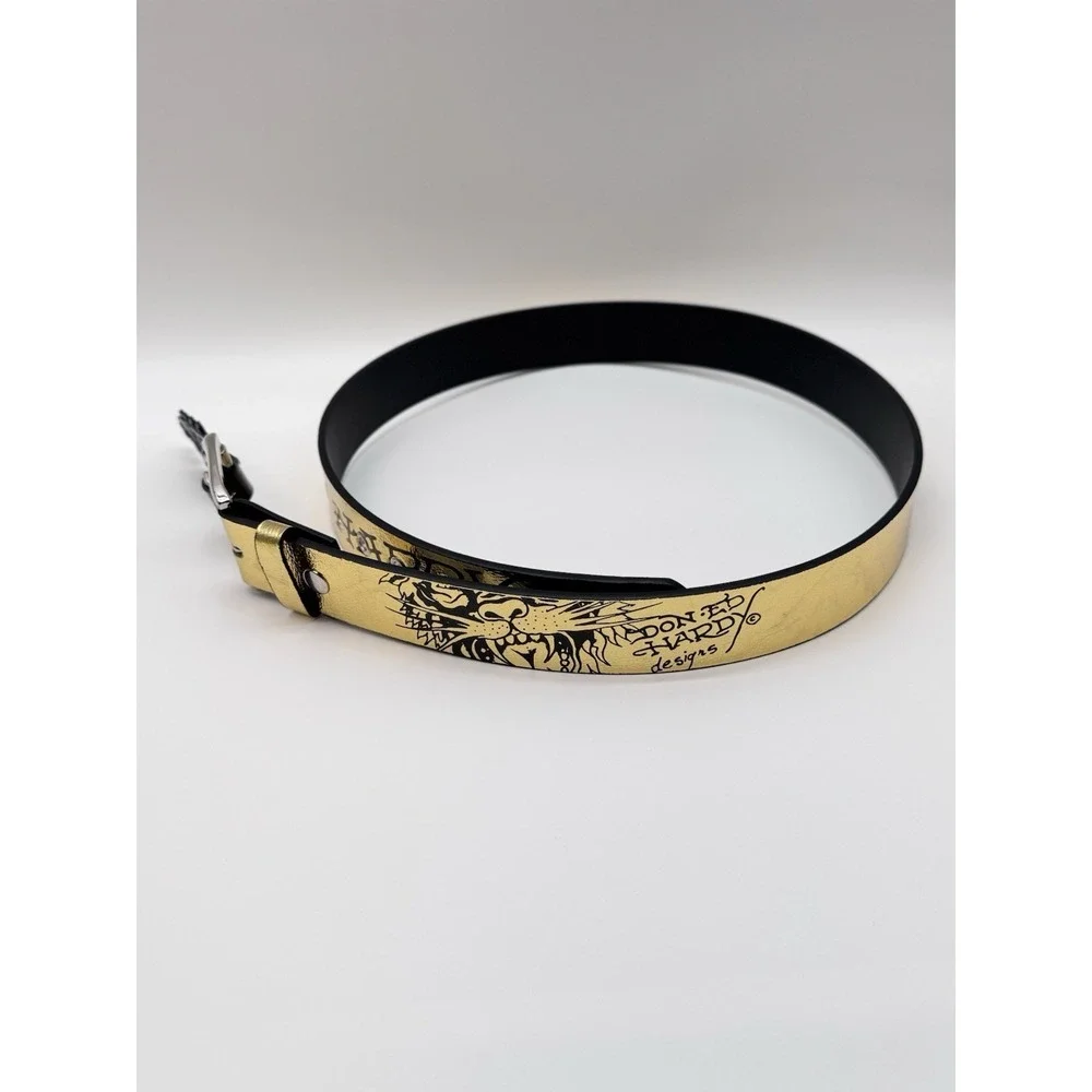 Ed Hardy belt  Don Designs Men's 36  gold black